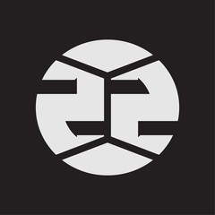 ZZ Logo monogram with piece circle ribbon style on black background