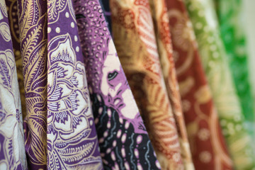 Javanese batik clothing in a store.