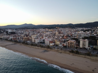 Fototapeta na wymiar Aerial view of Canet de Mar in el Maresme coast, Catalonia, Spain