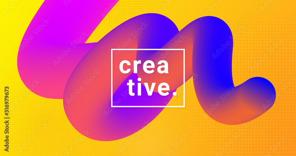 Poster abstact yellow background with fluid violet shape.