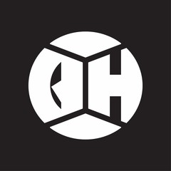 QH Logo monogram with piece circle ribbon style on black background