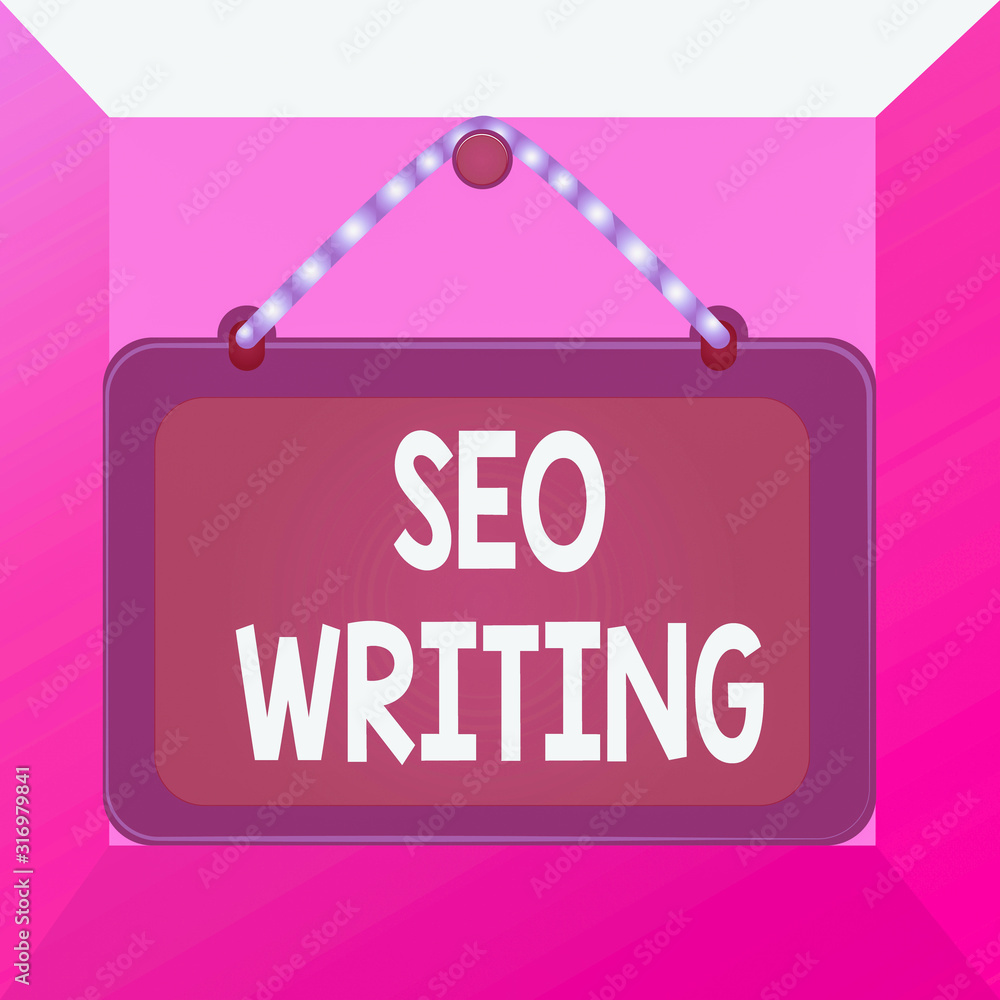 Poster conceptual hand writing showing seo writing. concept meaning grabbing the attention of the search en