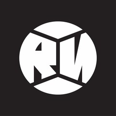 RN Logo monogram with piece circle ribbon style on black background