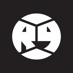 RP Logo monogram with piece circle ribbon style on black background
