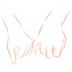 romantic couple or friends hold on little fingers