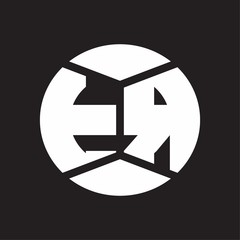 TR Logo monogram with piece circle ribbon style on black background