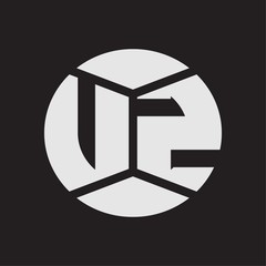 UZ Logo monogram with piece circle ribbon style on black background