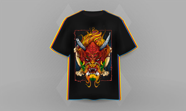 Vector temJapanese dragon, chinese dragon background design for t-shirt designp