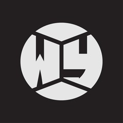 WY Logo monogram with piece circle ribbon style on black background