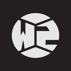 WZ Logo monogram with piece circle ribbon style on black background