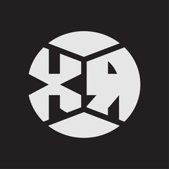XR Logo monogram with piece circle ribbon style on black background