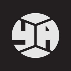 YA Logo monogram with piece circle ribbon style on black background