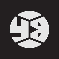 YB Logo monogram with piece circle ribbon style on black background