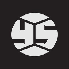 YS Logo monogram with piece circle ribbon style on black background