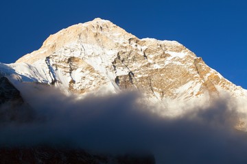 Mount Makalu with clouds, Nepal Himalayas mountains