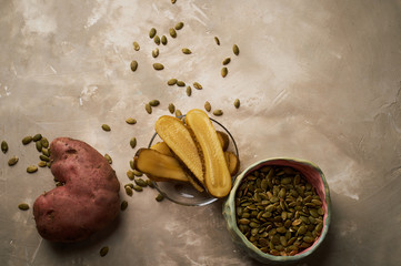 Ugly food, potatoes in the shape of a heart. Natural and simple farm products.