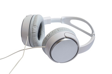 white plastic headphones isolated on white
