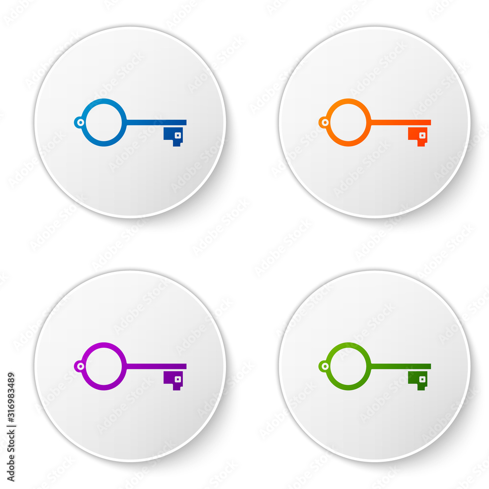 Aufkleber color ancient key for game icon isolated on white background. set icons in circle buttons. vector il