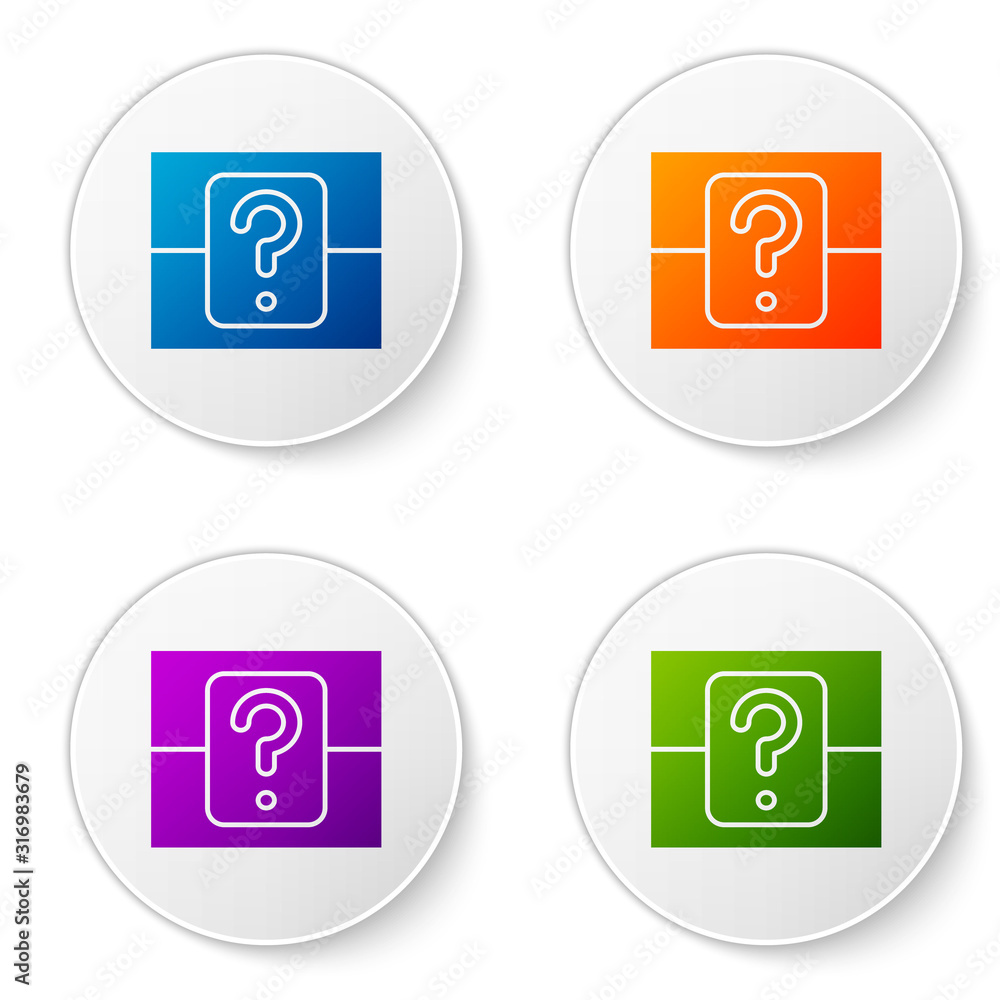 Poster color mystery box or random loot box for games icon isolated on white background. question box. set 