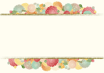 和柄の背景素材 レトロ アンティーク 和風 着物風 手書きの花柄 結婚式のフレーム素材 Wall Mural Ayumi Takashima