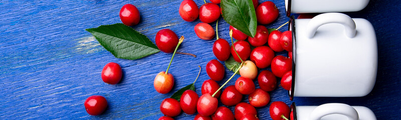 Banner of Red cherries in white basket