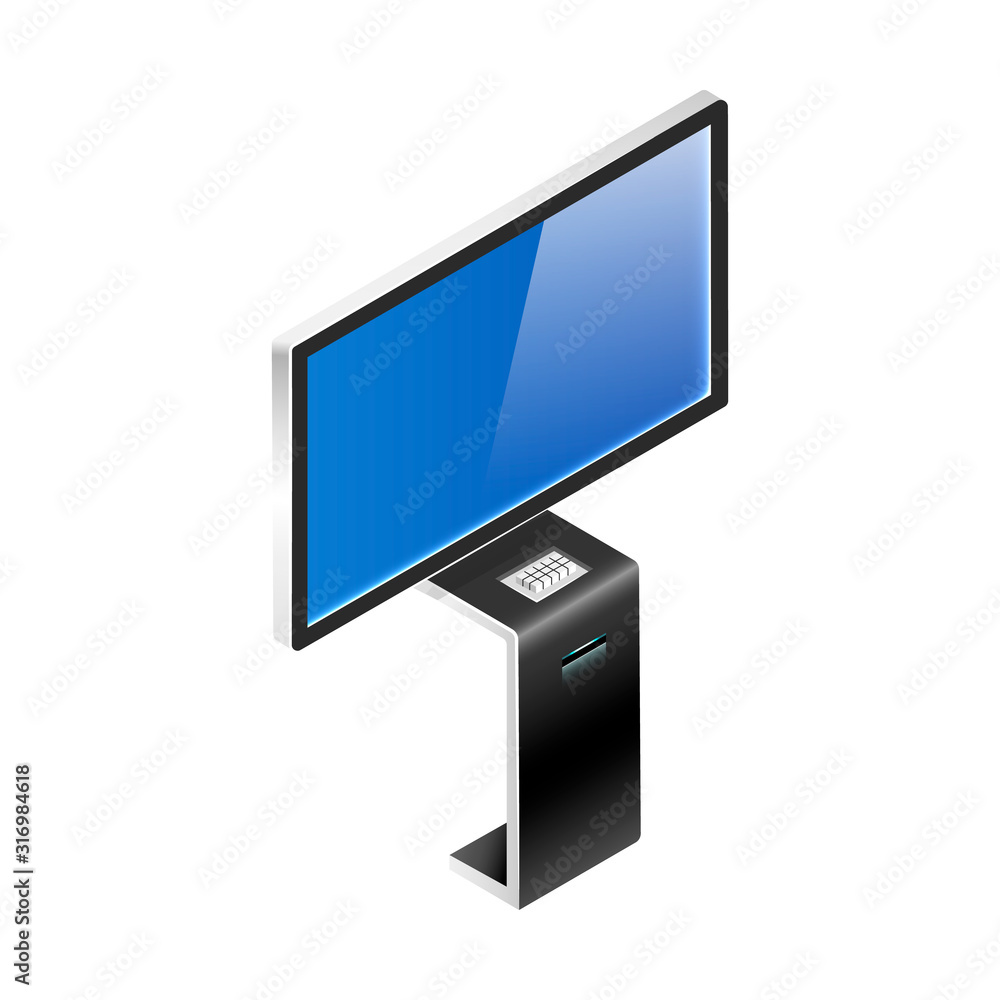 Poster digital product presentation board isometric vector illustration. innovative information panel with 