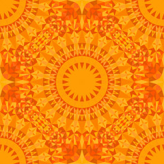Oriental polygon mandala ornament pattern background design - abstract bohemian kaleidoscope geometrical orange mosaic vector wallpaper