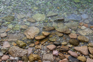 abstract sea background with stones underwater and on the shore