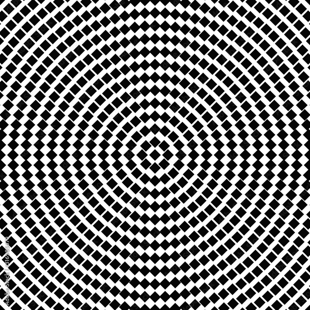 Poster halftone geometrical round square pattern background - circular monochrome vector graphic