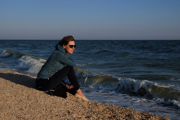 Beautiful woman near the sea