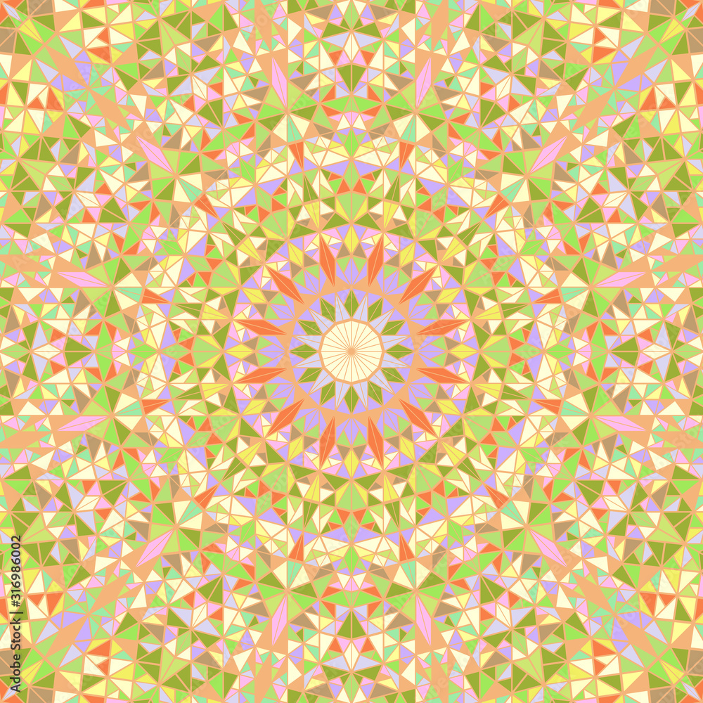 Poster dynamic geometrical tiled triangle mosaic pattern mandala background design - circular psychedelic c