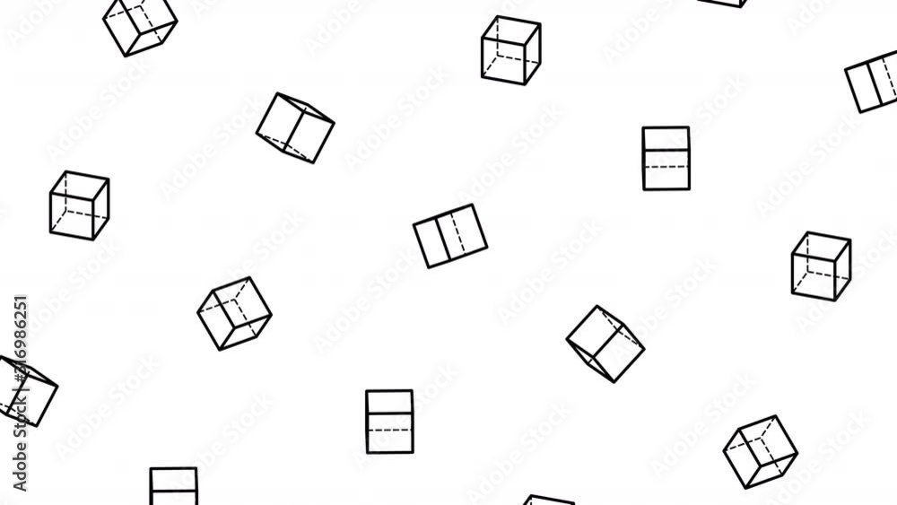 Poster abstract background design, pattern with rotating cubes, seamless looped 4k animation