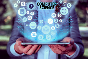 Handwriting text Computer Science. Conceptual photo study of both computer hardware and software...