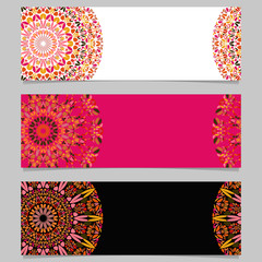 Horizontal abstract floral mandala banner template set - vector graphics with colorful mandalas