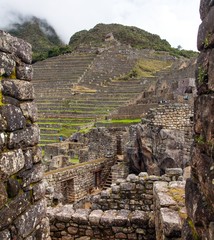 Machu Picchu, panoramic view of peruvian incan town