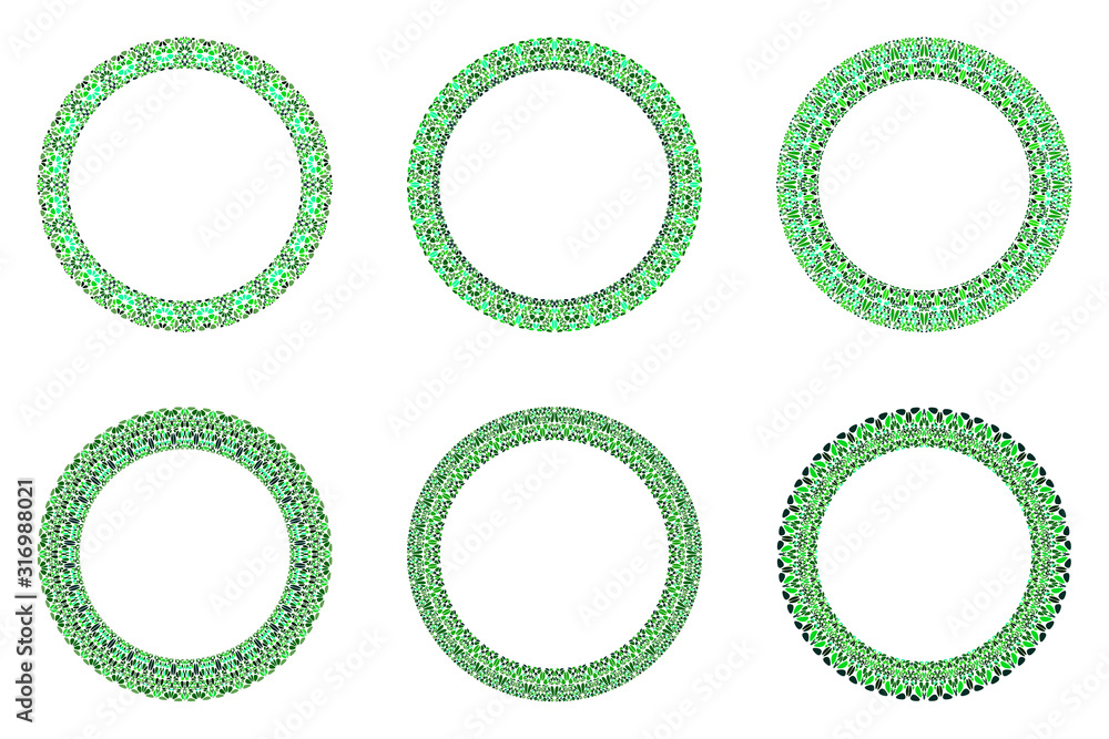 Poster geometrical abstract gravel mosaic frame set - circular vector elements