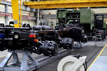 Heavy duty truck for transport missile defence system and non-standard cargo. Industrial workshop...