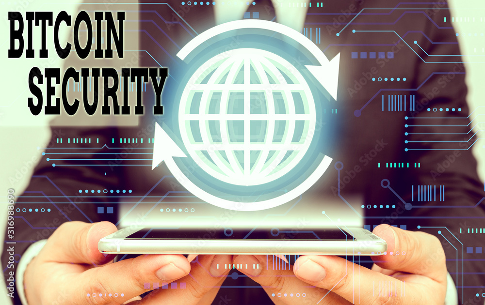 Poster handwriting text bitcoin security. conceptual photo funds are locked in a public key cryptography sy