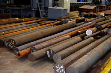 Round steel billets for rolling metal pipes. Hot rolled steel bar round shape. High quality cold...