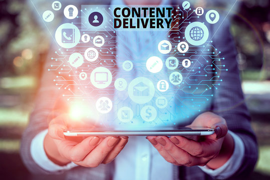 Handwriting text Content Delivery. Conceptual photo geographically distributed network of proxy servers