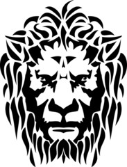 Lion head stylized vector illustration black and white