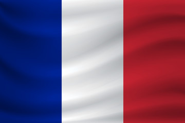 Waving flag of France. Vector illustration