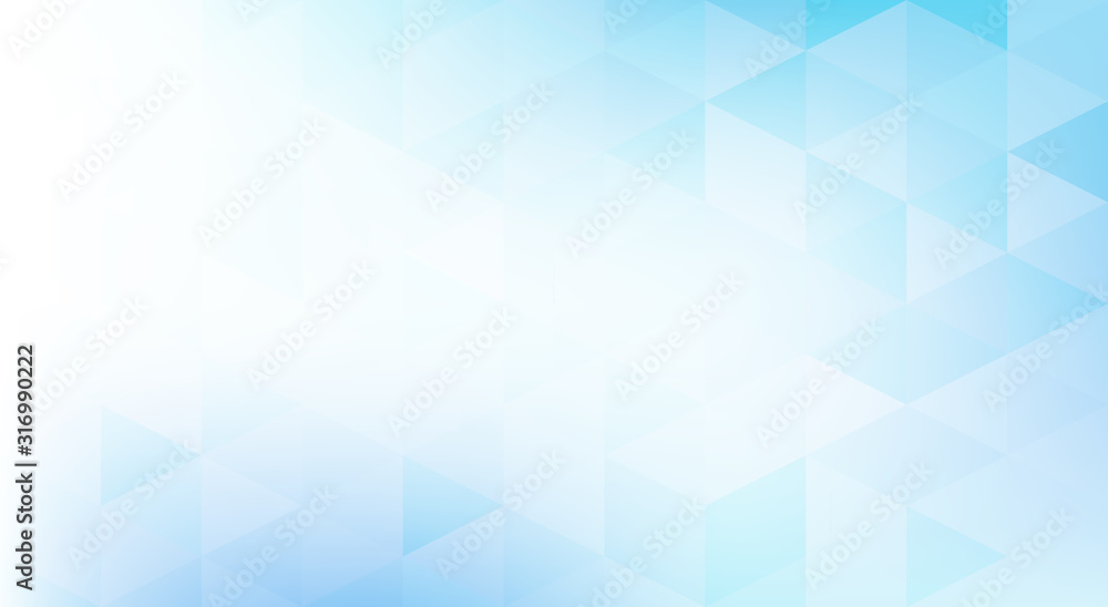 Poster Subtle white background textured by light blue triangles. Minimal pattern