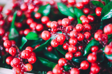 red beads on black background