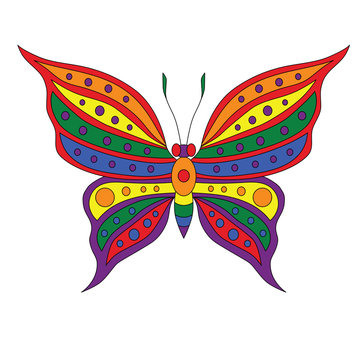 butterfly rainbow pride community flag colors illustration