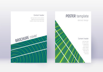 Geometric cover design template set. Green abstrac
