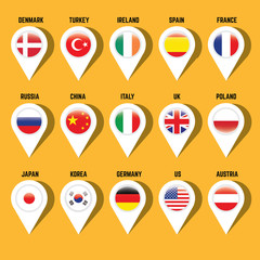 vector world flag and map pins