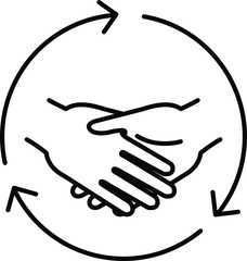 mutual help icon, vector line 