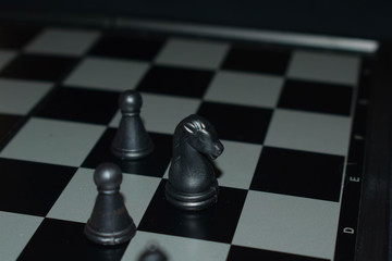 white chessboard on black background