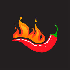 red hot pepper with flames